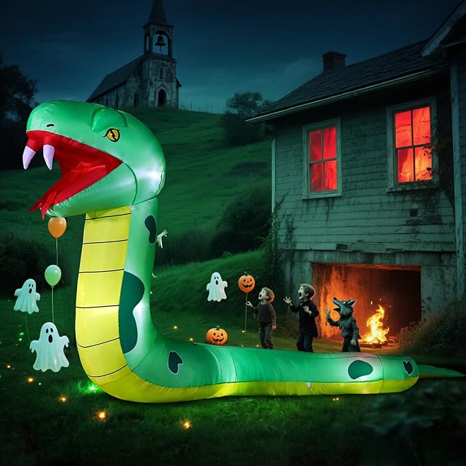 13FT Halloween Inflatable Blow Up Decorations, Giant Snake, Built-in LEDs for Holiday Party, Garden, Lawn, Yard, Patio Décor