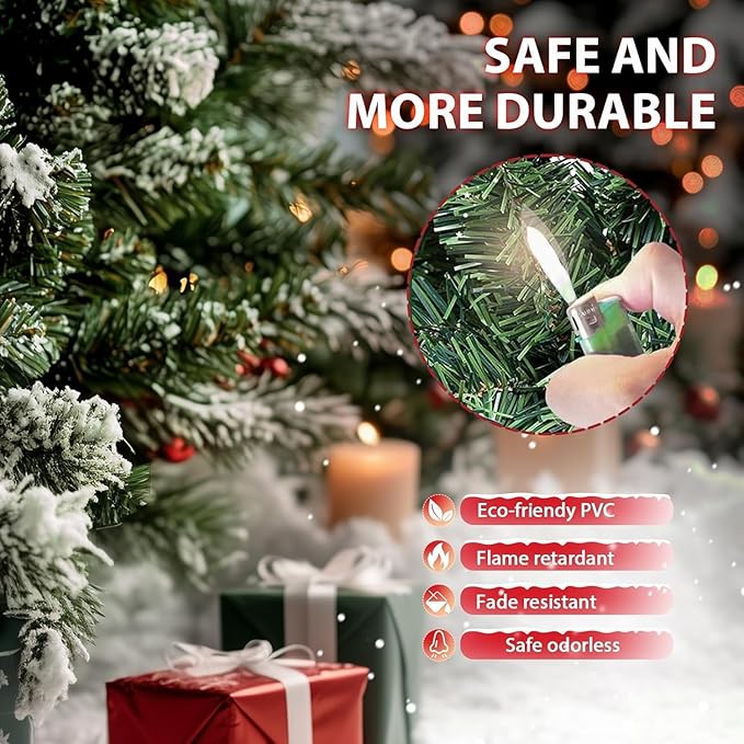CASA CLAUSI 6ft Artificial Christmas Tree Premium Pine Xmas Tree with 1000 Branch Tip, 1 Minute Christmas Tree Unlit Realistic Holiday Party Décor for Home Office, Foldable Stand, Easy Assembly