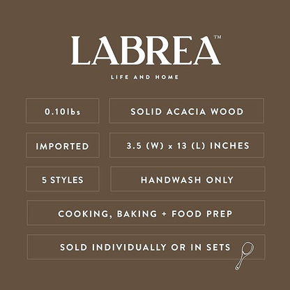 Labrea Life and Home 1pc Solid Acacia Wooden Spatula Kitchen Utensils Cooking Baking Home Essentials 12.5 Inch