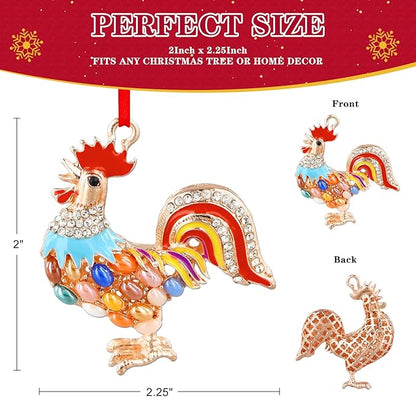 WhatSign Metal Chicken Christmas Ornament - Farm Animal Tree Decoration, Keepsake Gift for Christmas Decor