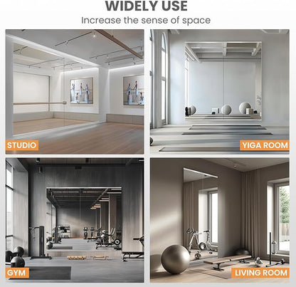 Home Gym Mirror, 63x28 Inch(1Pack) Wall Mounted Large Frameless Tempered Glass Mirror, Idea for Gym, Yoga, Bedroom, Dance Studio, Living Room