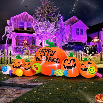 8FT Halloween Inflatable Decorations Outdoor, Halloween Decoration Outdoor Inflatable Pumpkin Combo with LED Blow Up Inflatables for Holiday Garden Yard Lawn Décor