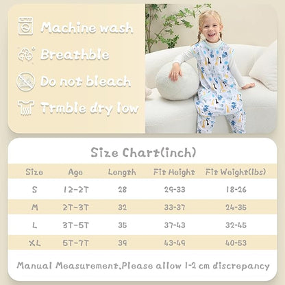 WONDAY Toddler Sleeping Sack, Sleep Sack 2t-3t, Sleep Sack Early Walkers Baby Wearable Blanket, Sleeping Bag Toddler Baby Sleep Sack with Feet, Sleeveless Sleep Sack for Toddlers