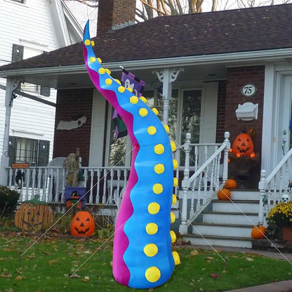 Juegoal 1 PCS Halloween Decorations 11.5FT Tall Inflatable Lighted Giant Octopus Tentacle, Octopus Legs with Lights, Halloween Front Door Window Roof Prop, Outdoor Holiday Blow up Decor - Mold C
