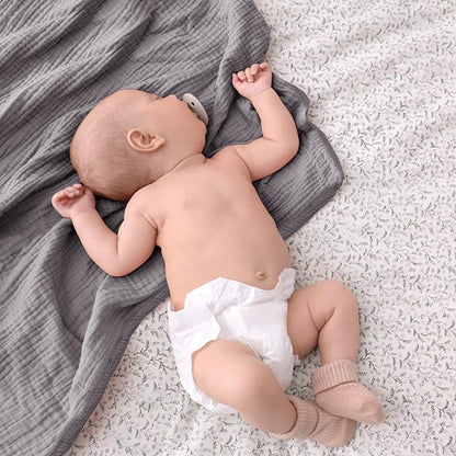 Lulu moon Muslin Quilt Blanket, Crib Blanket for Baby and Toddler,47x47 Inches(Gray)