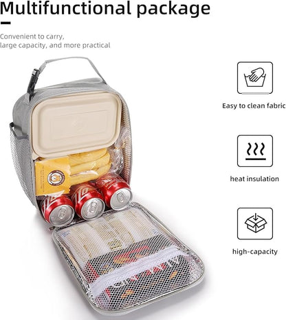 Lunch box Lunch bag for men women Insulated Lunchbox Lunch bags for Work Picnic Travel (Light grey)