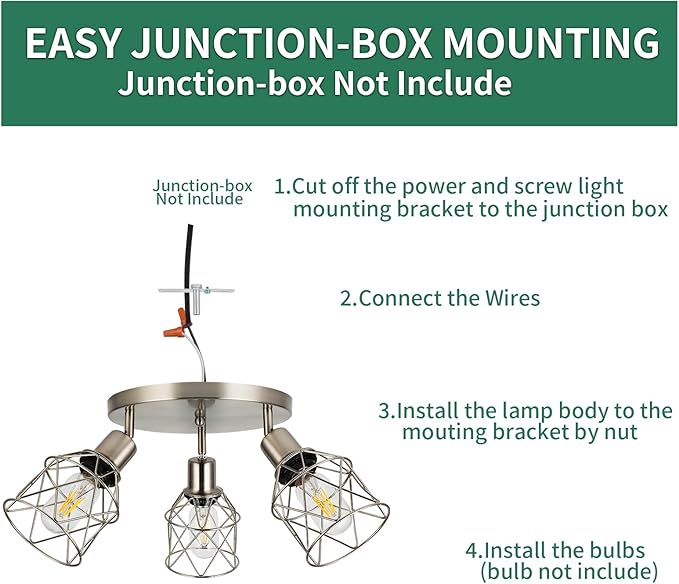 WILON Semi Flush Mount Ceiling Light 3-Light Brushed Nickel Close to Ceiling Light Fixtures, Kitchen Light Fixtures Ceiling Mount E26 Base Multi-Directional Ceiling Lamp Modern Hallway Light Fixtures