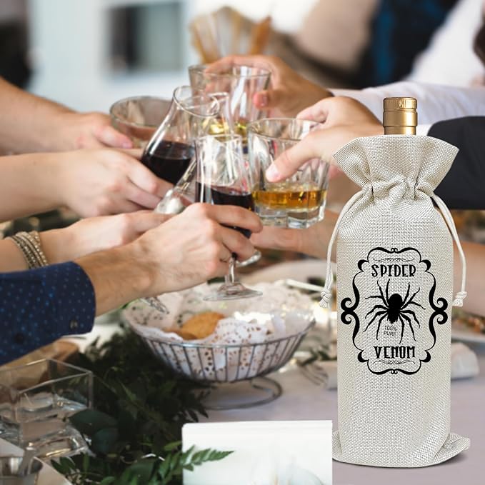 Halloween Wine Bag, Birthday Gifts for Women Men Son Dad Sister Mom, Witch Magic Thanksgiving Christmas Holiday Party Favor Funny Spider Venom Wine Bag Decoration Supplies /43