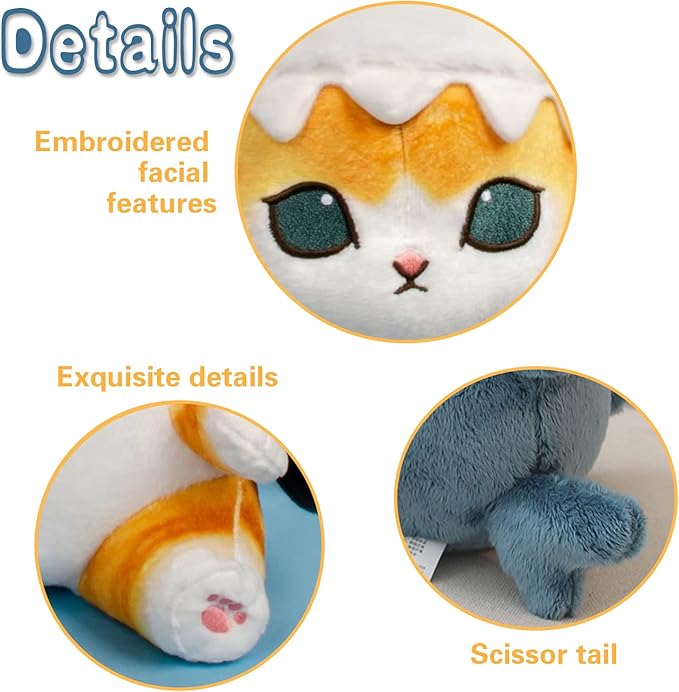 Kawaii Shark Cat Plush Toy Stuffed Animal Doll, Cute Soft Pillow Stress Release Hugs Toys Christmas Halloween Birthday Gifts for Kids Boys Girl Best Gift (Blue - Yellow,19 inch)