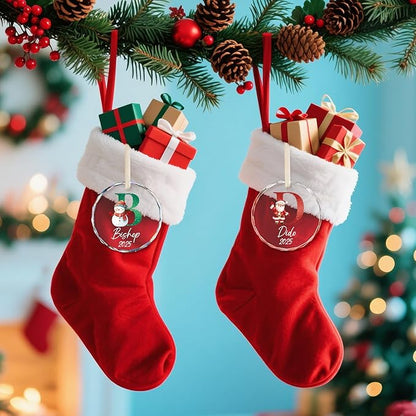 Personalized Christmas Ornaments with Names, Name Ornaments for Christmas Tree, Custom Initial Christmas Ornament for Kids and Adults, Stocking Name Tags