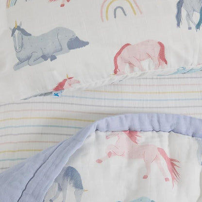 Little Unicorn Toddler Bedding 3-Piece Set | Super Soft & Breathable Muslin Fabric | for Convertible Cribs & Toddler Beds (Unicorns)