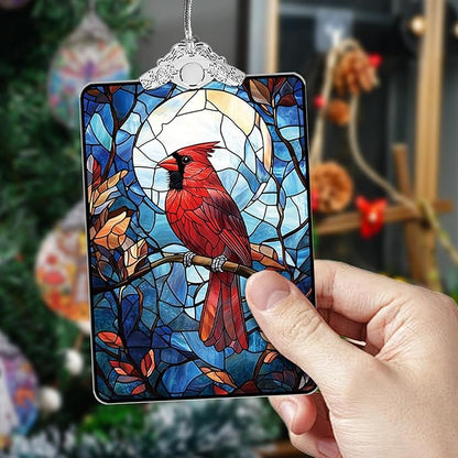 Cardinal Stained Glass 2025 Christmas Ornament, Tree Hanging Decoration for Gift Exchange or Stocking Stuffer, Christmas Tree Decor, 3.8 x 2.4 Inch