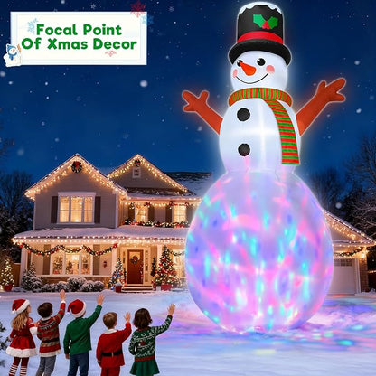 20FT Giant Christmas Inflatable Snowman with Colorful 3D Rotating Lights, Outdoor Blow Up Christmas Decorations, Huge Snowman Inflatables for Yard Lawn Holiday Xmas Party Decor