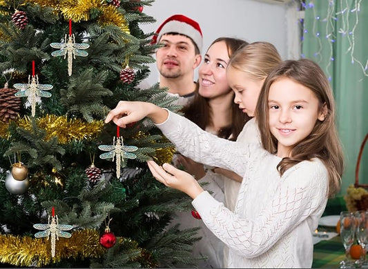 WhatSign Dragonfly Ornaments for Christmas Tree - Metal Light Blue Ornament Christmas Party Decorations Keepsake Gifts for Women Girls