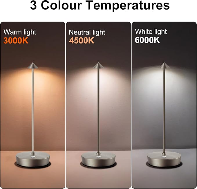 SAKRINGT Cordless Table Lamps Rechargeable, 6000mAh Battery Operated Waterproof Stepless Dimming Modern Portable LED Table Light for Restaurant Dining Patio Outdoor