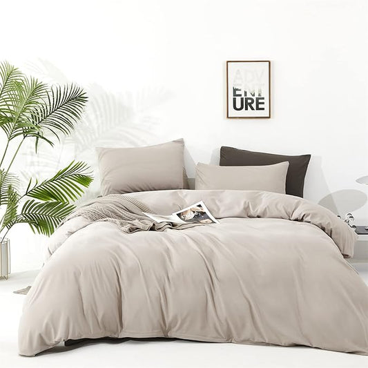 Wellboo Beige King Comforter Sets Boho Oatmeal Bedding Comforters Cotton Women Men Plain Beige Coffee Warm Blankets Minimalist Beige Khaki Quilts Soft Durable Taupe Comforters Solid Tan Color Bed