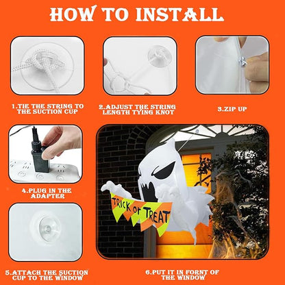 3.5FT Halloween Inflatables Flying Ghost Broke Out from Window, Blow Up Inflatables with Built-in LED Lights, Halloween Outdoor Inflatables Decorations for Yard Garden Lawn Decor