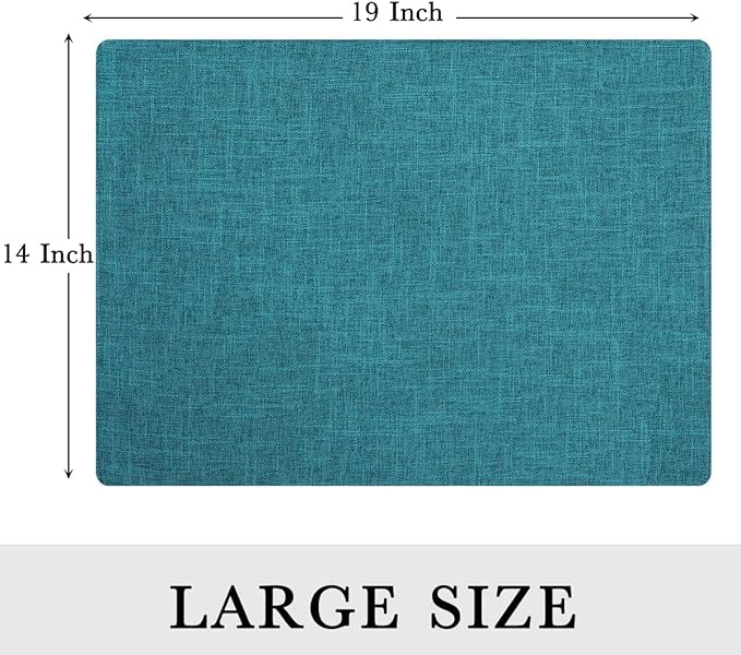 homing Teal Cloth Easter Placemats Set of 6 – Cotton Linen Blend Washable Spring Dining Table Mats for Easter, Indoors & Outdoors, Easy to Clean, 13 x 19 Inch