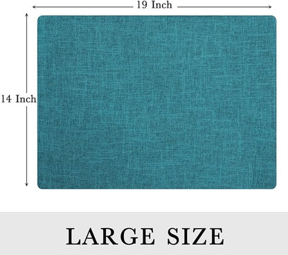 homing Teal Cloth Easter Placemats Set of 6 – Cotton Linen Blend Washable Spring Dining Table Mats for Easter, Indoors & Outdoors, Easy to Clean, 13 x 19 Inch