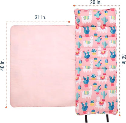 Wildkin Original Nap Mat with Reusable Pillow for Boys & Girls, Ideal for Sleepovers, Equipped with Hook & Loop Fastener, Made from Cotton Blend Materials - Nap Mat for Kids