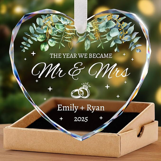 Personalized Wedding Gifts for Couples 2025 - Mr and Mrs, Bridal Shower Gifts, Wedding Ideas for Newlywed, Bride, Future Mr & Mrs - Just Married Ornament 2025