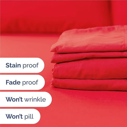 CGK Linens Full 6 Piece Sheet Set - Cooling Sheets for Hot Sleepers - Hotel Luxury Bedding Set with 8-16 Inch Deep Pockets - 1 Flat & 1 Fitted & 4 Pillowcases - Soft, Easy Care and Wrinkle Free - Red