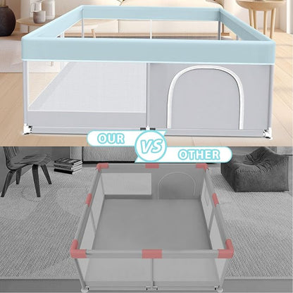 Baby Playpen, 50x50 Inch Baby Playard for Babies and Toddlers, Play Pens for Indoor & Outdoor, Sturdy Safety Play Yard with Soft Breathable Mesh, Anti-Fall, Grey