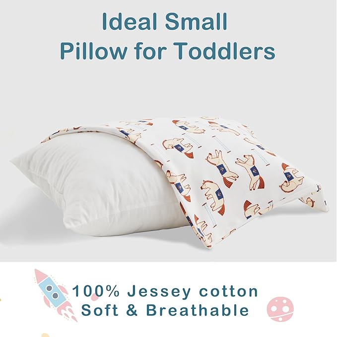 Moonrite 13×18 Toddler Pillow with Pillowcase,100% Cotton Toddler Pillows for Sleeping,Soft Breathable Washable Small Toddler&Kid Pillow for Bed,Mini pillow,Better Naps at Preschool