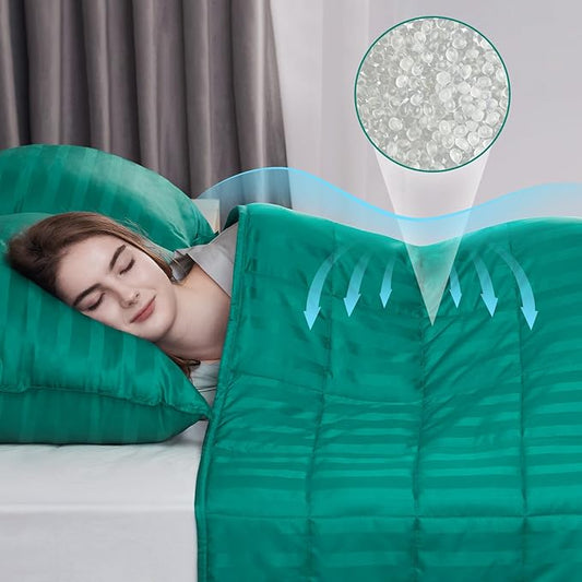 Weighted Blanket for Adult,20lbs Heavy Weighted Blanket 48"x72" Breathable Cooling Summer Blankets, Ultra Soft Cotton Comfort Throw Blanket with Glass Beads for All-Season (Green)