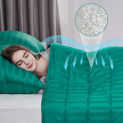 Weighted Blanket for Adult,20lbs Heavy Weighted Blanket 60"x80" Breathable Cooling Summer Blankets, Ultra Soft Cotton Comfort Throw Blanket with Glass Beads for All-Season (Green)