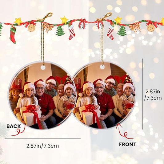 2 Pack Personalized Christmas Ornaments 2025, Picture Ornaments for Christmas Tree, Customized Gifts for Newborn, Couples, Women, Men, Family, Friend