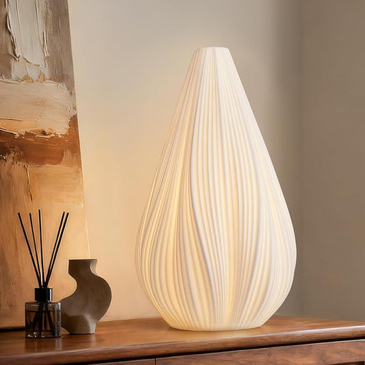 RONDURE 12.5" Modern Ceramic Table Lamp, Modern Bedside Lamps for Bedroom, Living Room and Nightstand, White Translucent Ceramic Shade, Warm Ambient Lighting, Home Decor