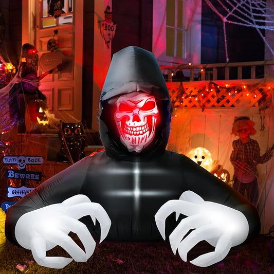 BOHON 7 FT Halloween Inflatables Large Grim Reaper with Led Lights Blow Up Yard Prop Decor Scary Inflatable Clearance for Outdoor Indoor Outside Home Holiday Party Garden Lawn Halloween Decorations