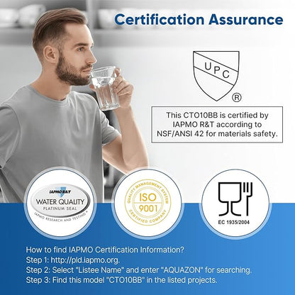 10" x 4.5" Whole House Coconut Shell Activated Carbon Water Filter Replacement Cartridge - Compatible with WFHDC8001, CB-BB-10, FXHTC, GXWH40L, GXWH35F, GNWH38S, CTO10BB - 1 Pack