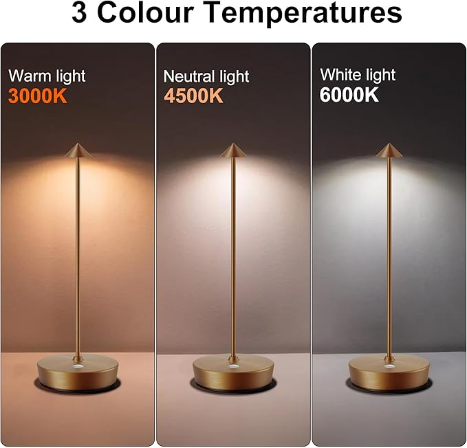 SAKRINGT 2 Pack Cordless Table Lamps Rechargeable, 6000mAh Battery Operated Waterproof Stepless Dimming Modern Portable LED Table Light for Restaurant Dining Patio Outdoor
