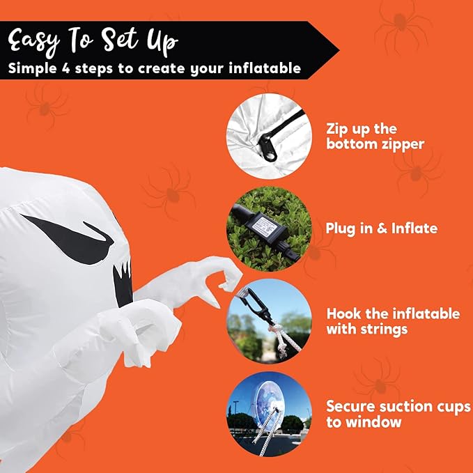 Joiedomi 4.5 FT Halloween Inflatable Scary Flying Ghost Broke Out from Window Inflatable with Build-in LED Blow Up Ghost for Halloween Party Indoor, Outdoor, Yard, Garden, Lawn Decoration