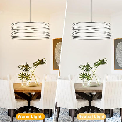 19.7" Drum Chandelier 5-Light Brushed Nickel Modern Pendant Light Adjustable Hanging Lighting Chandeliers for Dining Room Kitchen Island Foyer Living Room Bedrooms