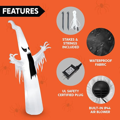 Joiedomi 12 FT Halloween Inflatables Outdoor Decorations, Scary Ghost Halloween Decor, Inflatable Ghost Blow Ups for Yard with LEDs for Outside Yard Decorations