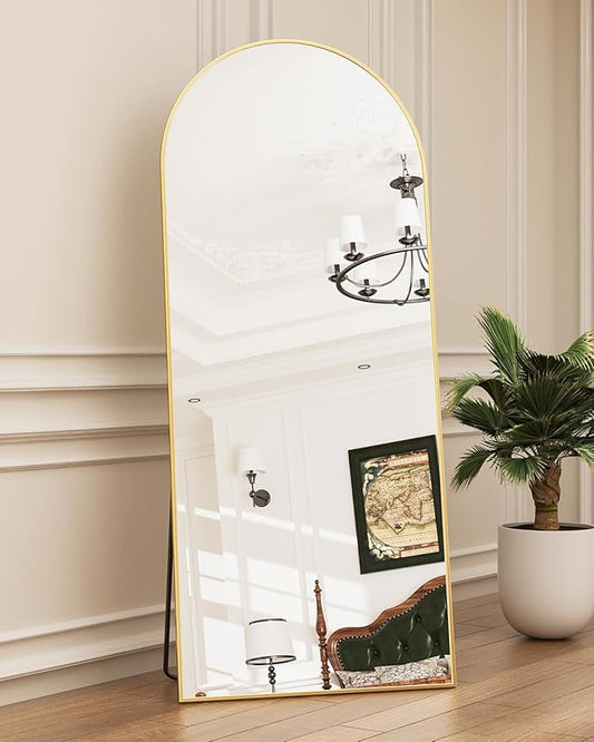 Antok Arched Full Length Mirror, 71"x32" Arched Floor Mirror, Glassless Mirror Full Length with Stand, Floor Mirrors Freestanding, Wall Mounted Mirrors for Bedroom Living Room, Gold