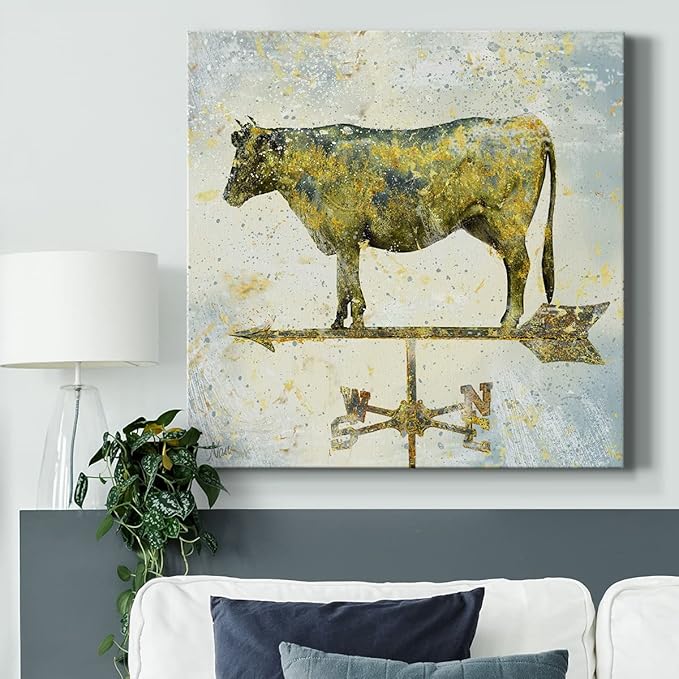 Abstract Wall Art Animals Poster for Bedroom and Living Room,Americana Cow Wall Art, Ready to Hang, 24'' x 24''