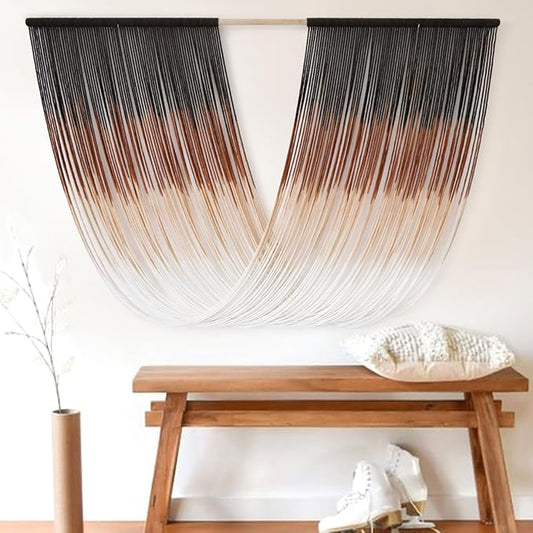 Flber Large Macrame Wall Hanging Dyed Boho Wall Decor Craftsmanship Yarn Wall Art For Home Living Room Bedroom Macrame Wall Decor,57" Wx 35" L