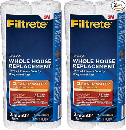 Filtrete 3WH-STDSW-F02 Water Cartridge, Replacement Filter, White, 2 Count | (Pack of 2)
