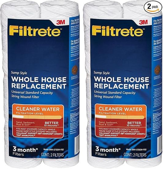 Filtrete 3WH-STDSW-F02 Water Cartridge, Replacement Filter, White, 2 Count | (Pack of 2)