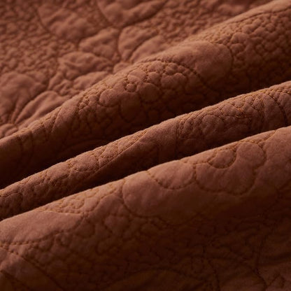Brandream Queen Size Quilt Set Cotton Quilts Pumpkin Orange Farmhouse Bedding Set Matelasse Coverlet Set Scalloped Edge Quilts 3-Piece
