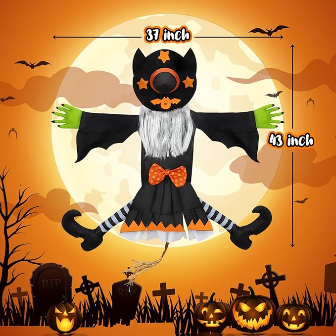 Crashing Witch Decor, Halloween Decorations Clearance Outdoor Witch Props Ornaments, Hanging into Tree/Porch Pole/Door/Indoor/Yard, with Adjustable Band, Outside Garden Funny Witches Flying Crashed