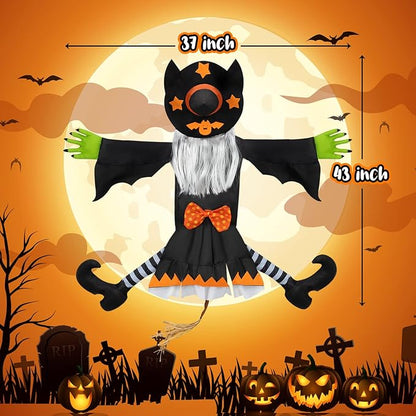 Crashing Witch Decor, Halloween Decorations Clearance Outdoor Witch Props Ornaments, Hanging into Tree/Porch Pole/Door/Indoor/Yard, with Adjustable Band, Outside Garden Funny Witches Flying Crashed