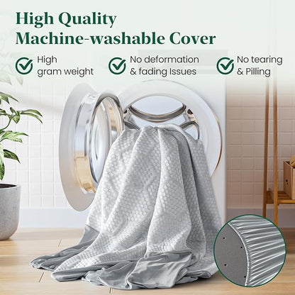 Firm Mattress Topper TwinXL Size, 3 Inch High Density Support Foam with Washable Protector, Charcoal Bed Topper with Ventilated Design for Back Pain&Pressure Relief,CertiPUR-US
