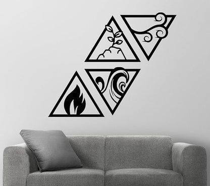 MAX WOODY 4 Elements Wall Art Decor Yoga Wall Decor Earth Wind Fire Water Elements Southwest Outdoor Wall Art (11" W x 11" H/30x30 cm) Each One