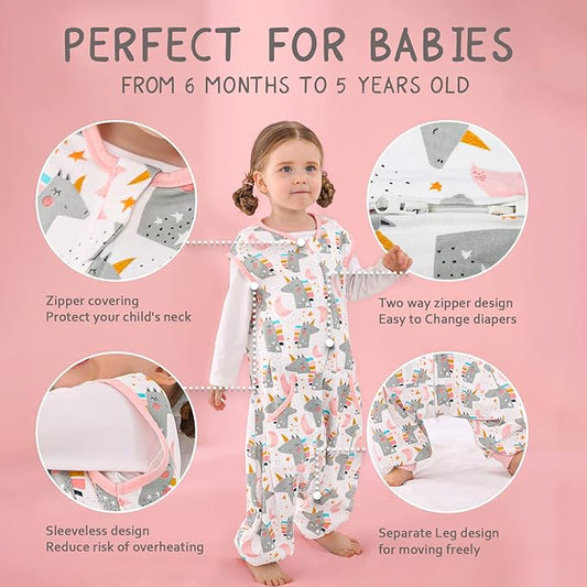 WONDAY Baby Toddler Sleep Sack, Sleep Sack 3t-5t, Sleep Sack Baby Wearable Blanket, Baby Sleep Sacks with Feet, Sleeveless Soft Sleep Sacks for Baby Boys or Girls