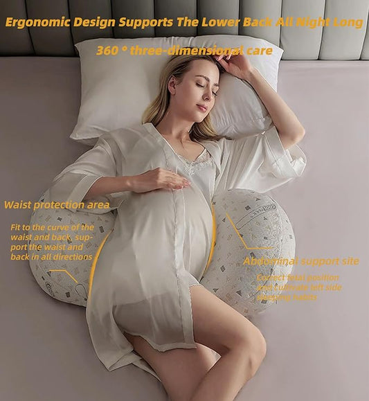Pregnancy Pillows for Sleeping, Soft Pregnancy Pillow Side Sleeper with Detachable and Adjustable Pillow Cover, Maternity Body Pillow for Pregnancy Belly/Back Support